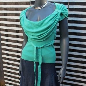 XOXO Gathered Sleeve Cowl Neck Sweater Top Small